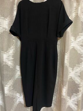 ASOS Black Wiggle Midi Dress with Short Dolman Sleeves